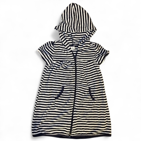 Old Navy Other - Old Navy 2T Unisex Striped Terry Cloth Coverup Beach Pool Navy & White Hooded